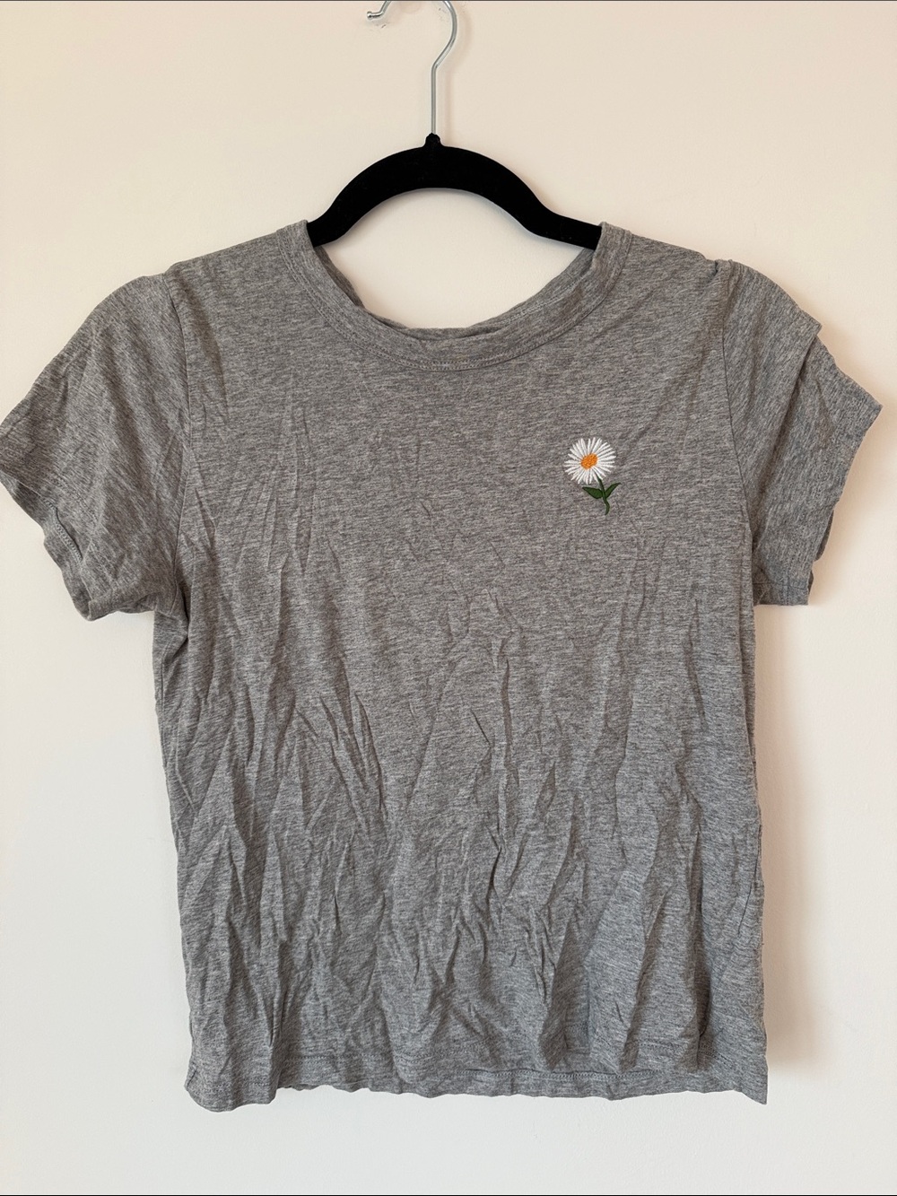 Sunday Best Grey Tee with Daisy Chest Embroidery